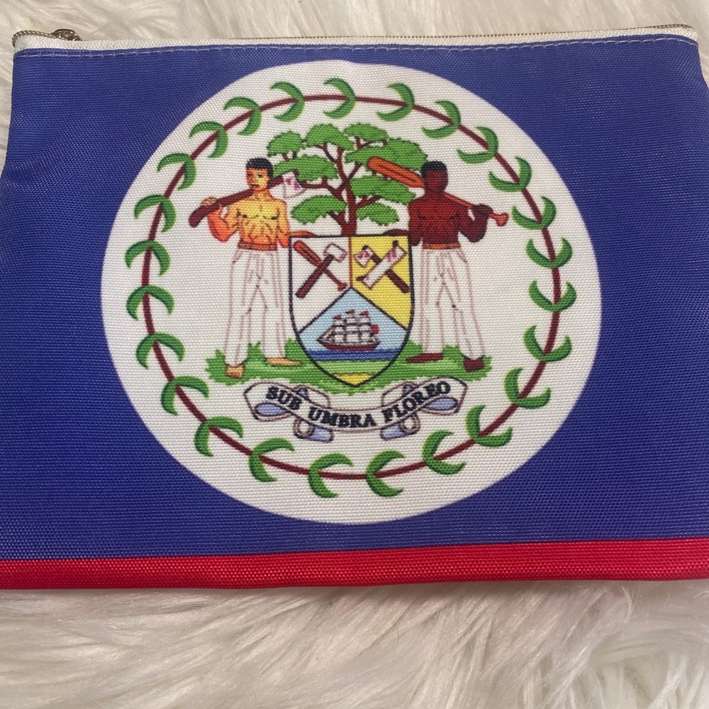 Belize flag makeup bag